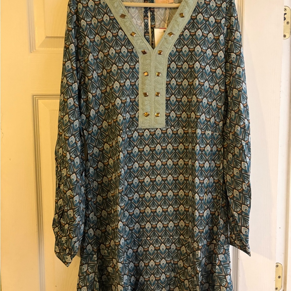 Chic Geometric Long Sleeve Dress